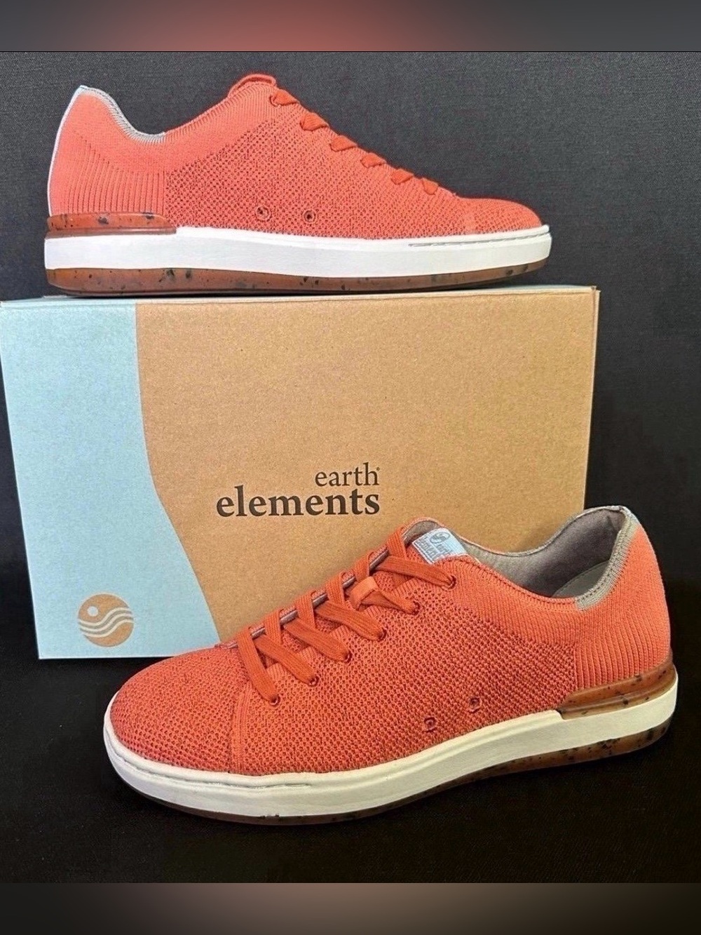 Earth Elements Lace Up Ginger Red Knit Shoes